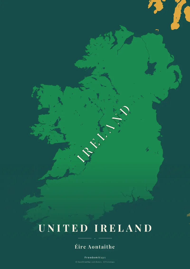 United Ireland poster map — Ireland framing · Retro · serif