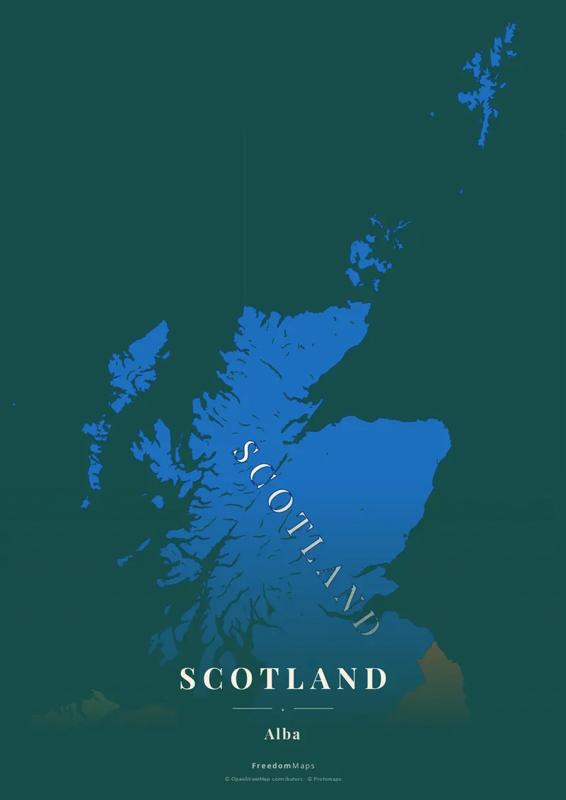 Scotland poster map — Scotland framing · Retro · serif